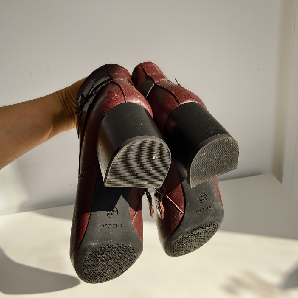 Geox Elegant Marron Leather Ankle Boots - Picture 5 of 8